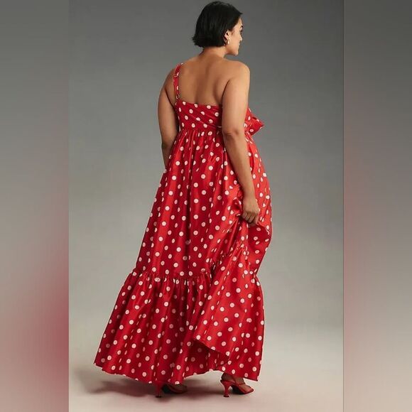 Anthropologie Atsu Sally Bow Midi Dress In Red Motif Size Small NWT - Picture 7 of 10